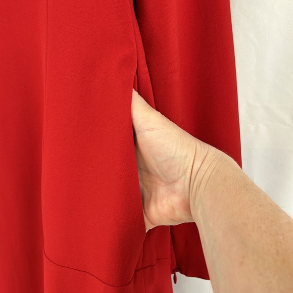 Stella McCartney Deep V Neck Long Sleeve Midi Dress in Red Romance size 44/US 12 - Picture 8 of 16